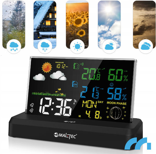 Wireless Weather Station Maltec Daily2000m Internal Temperature Range -9.9°c To 50°c Barometer Humidity Range 20% To 95% Sensor Included Black