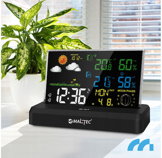 Wireless Weather Station Maltec Daily2000m Internal Temperature Range -9.9°C To 50°C Barometer Humidity Range 20% To 95% Sensor Included Black
