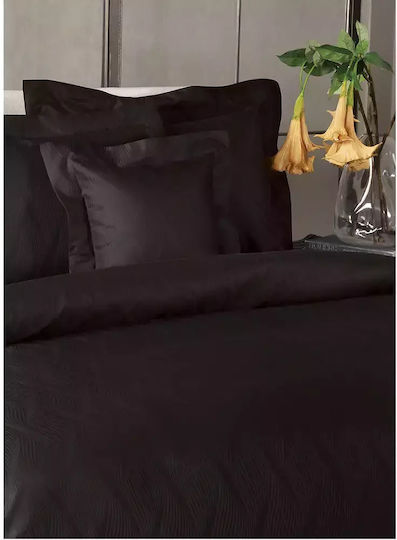 Valeron Set Husă de Pilotă Bumbac Dublă cu 5 Fețe de Pernă & 1 Cearsaf 200x220 Negru