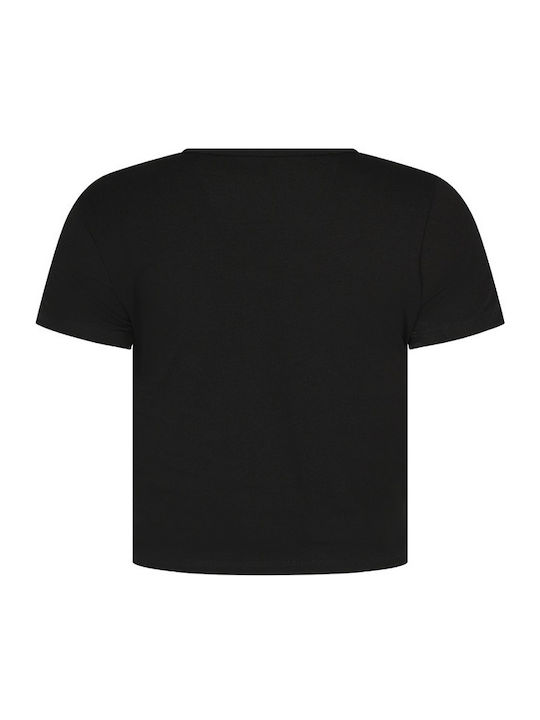 Γυναικείο Crop Top Βαμβακερό Κοντομάνικο Black