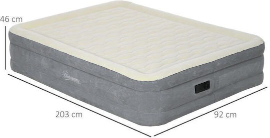 Saltea de camping gonflabilă cu pompă electrică integrată 220-240 V PVC gri bej 203x92x46 cm