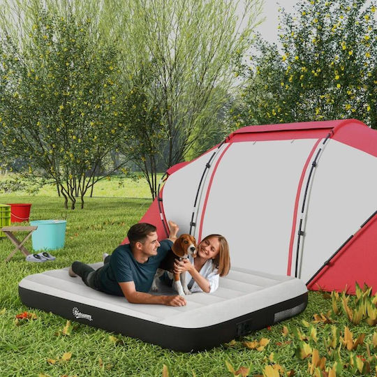 Saltea de camping pentru 2 persoane, gonflabilă, cu pompă electrică încorporată 220-240 V, PVC, gri-negru, 203x152x30 cm