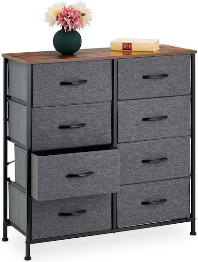 Drawers Storage Made of Metal & Fabric with 8 Drawers L80xW30xH81.5cm