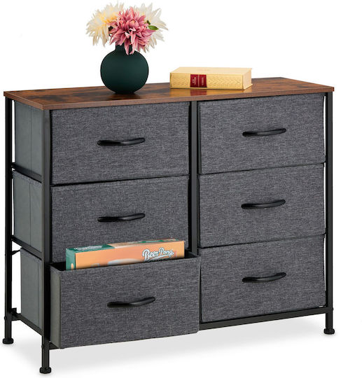 Drawers Storage Made of Metal & Fabric with 6 Drawers L80xW30xH63cm