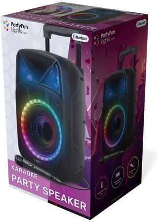 Party Karaoke Speaker with Wired Microphone and Lighting Effects Black