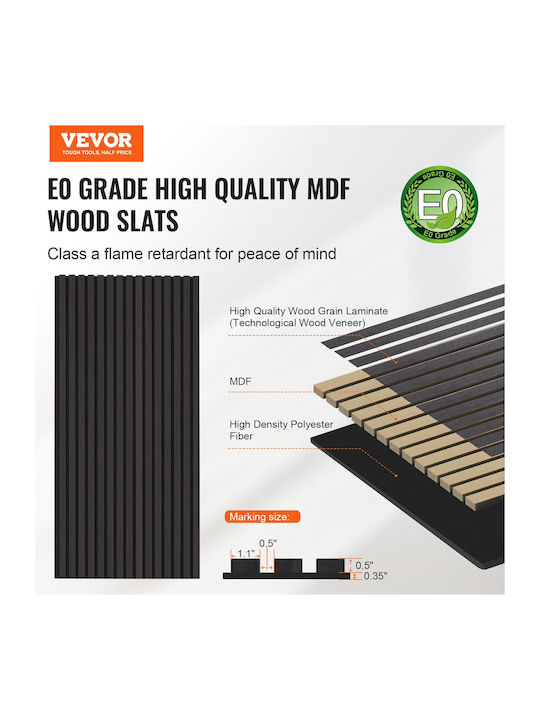 Panouri Acustice Vevor Șipci de Lemn 23.6 X 47.2 Inch Decorare Modernă a Pereților Stejar Negru