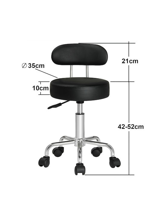 Office Desk Stool with Backrest Black 55x55x63cm