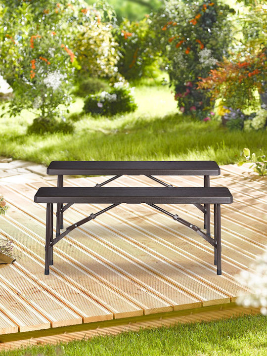 Set 2 Folding Benches Steel Plastic 42x100x25 Cm Capacity 150kg Relaxdays