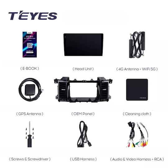 Teyes Car Audio System 2DIN (Bluetooth/USB/WiFi/GPS/Apple-Carplay/Android-Auto) with Touch Screen 9.5"