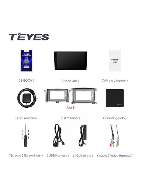 Sistem de navigație auto Teyes Cc3 2k pentru Toyota Land Cruiser Lc J100 2002-2007 4+64gb 9.5" Qled Octa-core 2ghz Android 4g Bluetooth 5.1 Dsp