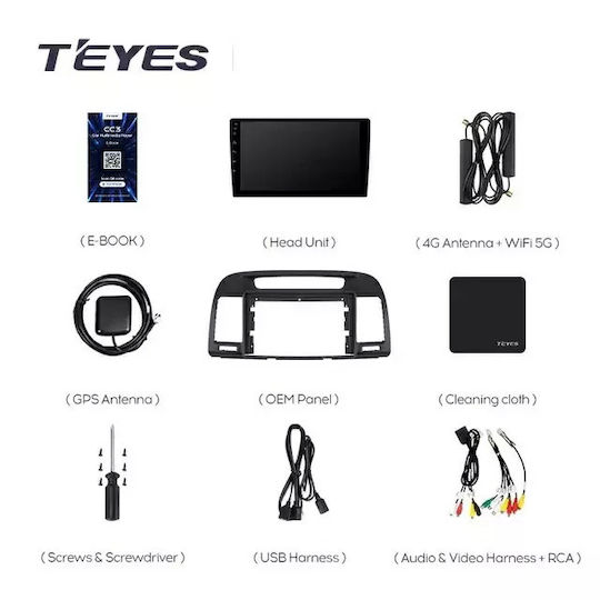 Teyes Cc3 2k Car Navigation Toyota Camry 5 2001-2006 4+32gb 9.5" Qled Octa-core 2ghz Android 4g Bluetooth 5.1 Dsp
