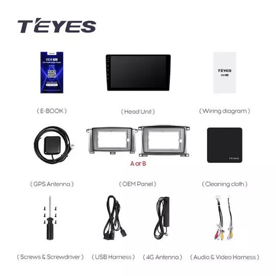 Teyes Car Audio System 2DIN (Bluetooth/USB/WiFi/GPS/Apple-Carplay/Android-Auto) with Touch Screen 9.5"