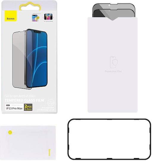 Baseus Anti Spy 0.23mm Full Face Tempered Glass 2pcs Black (iPhone 14 Plus / 13 Pro Max) SGQP020501