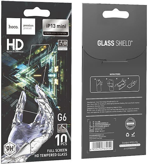 Hoco Instant Full Face Tempered Glass 10buc (iPhone 13 mini)