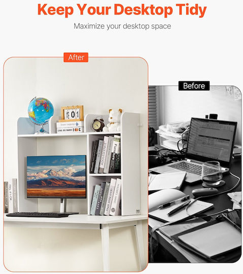 Vevor Desktop Bookshelf White Desktop Storage Organizer 2-tier Office Home