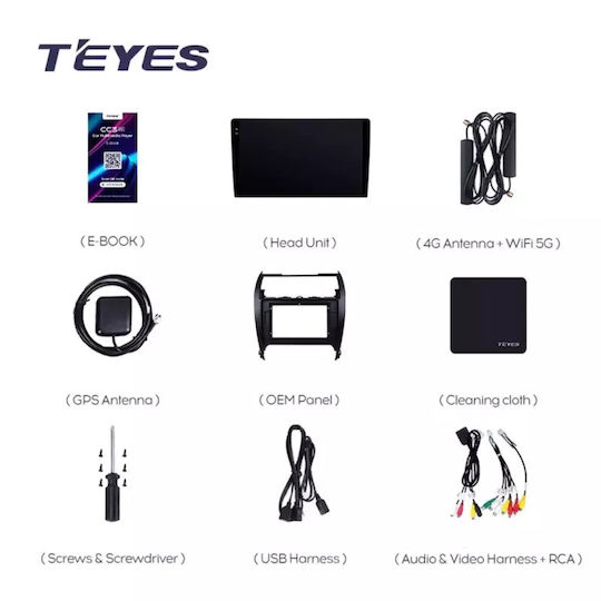 Teyes Ηχοσύστημα Αυτοκινήτου για Toyota Camry 2014-2017 (Bluetooth/USB/WiFi/GPS/Apple-Carplay/Android-Auto) με Οθόνη Αφής 10.2"