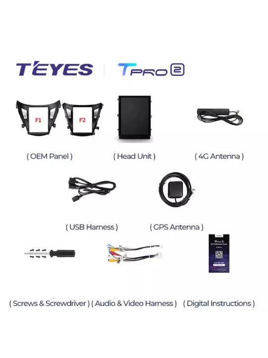 Teyes Auto-Audiosystem für Hyundai Elantra 2010-2016 (Bluetooth/USB/WiFi/GPS/Apple-Carplay/Android-Auto) mit Touchscreen 9.7"