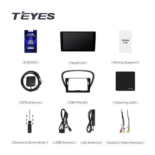 Teyes Auto-Audiosystem für Peugeot 607 Skoda Schnell Dodge Reise 2004-2010 (Bluetooth/USB/WiFi/GPS/Apple-Carplay/Android-Auto) mit Touchscreen 9"