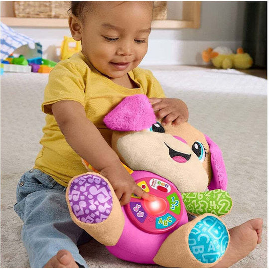 Fisher Price Animal Laugh & Learn Educational Puppy Smart Stages made of Fabric with Music, Light, and Sounds for 6++ Months