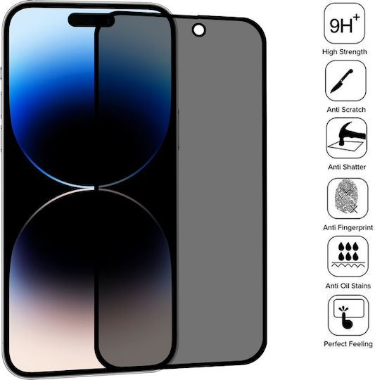 Privacy Full Face Tempered Glass Μαύρο (iPhone 14 Pro)
