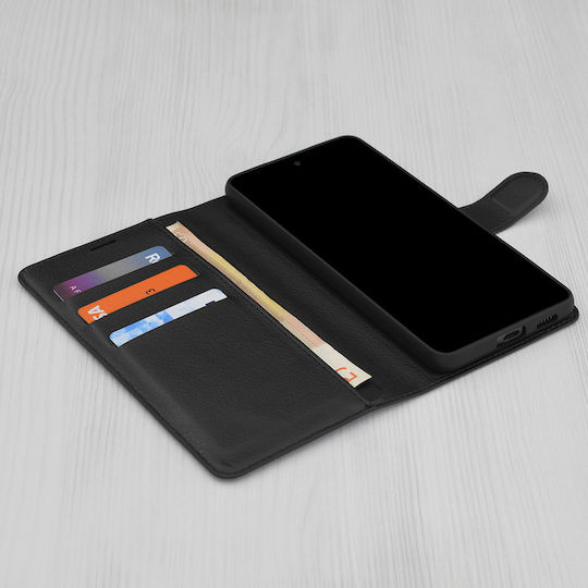 Techsuit Wallet Leather / Silicone Black (Motorola Edge 60, Edge 60 Fusion)