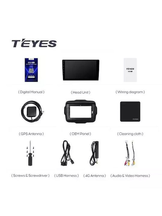 Teyes Cc3 2k Car Navigation Jeep Renegade 2014-2018 4+32gb 9.5" Qled Octa-core 2ghz Android 4g Bluetooth 5.1 Dsp