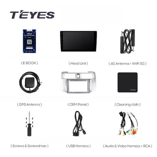 Teyes Cc3 2k Car Navigation Toyota 4runner 5 2009 2020 4+32gb 9.5" Qled Octa-core 2ghz Android 4g Bluetooth 5.1 Dsp