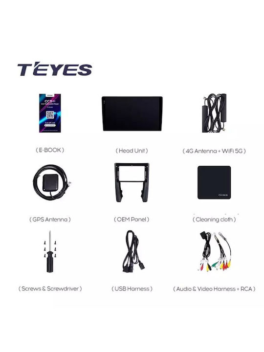 Teyes Ηχοσύστημα Αυτοκινήτου 2DIN (Bluetooth/USB/WiFi/GPS/Apple-Carplay/Android-Auto) με Οθόνη Αφής 9.5"