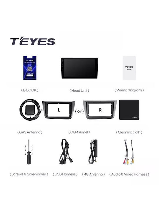 Teyes Car Audio System 2DIN (Bluetooth/USB/WiFi/GPS/Apple-Carplay/Android-Auto) with Touch Screen 9.5"