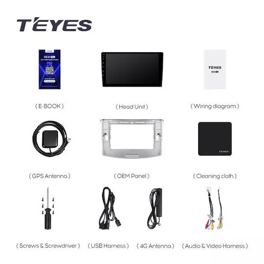 Teyes Car Audio System 2DIN (Bluetooth/USB/WiFi/GPS/Apple-Carplay/Android-Auto) with Touch Screen 10.36"