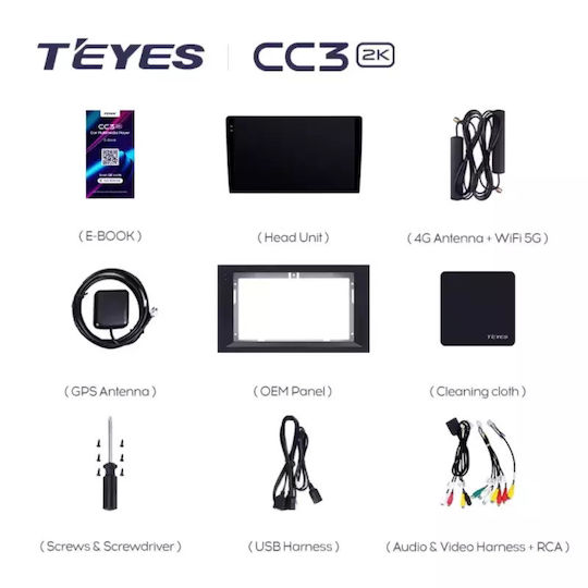 Teyes Автомобилна Аудио Система 2DIN (Блутут/USB/WiFi/GPS/Apple-Carplay/Android-Auto) с Тъчскрийн 9"