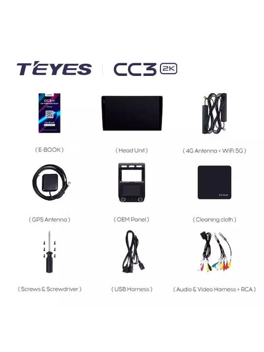 Teyes Sistem Audio Auto 2DIN (Bluetooth/USB/WiFi/GPS/Apple-Carplay/Android-Auto) cu Ecran Tactil 9.5"