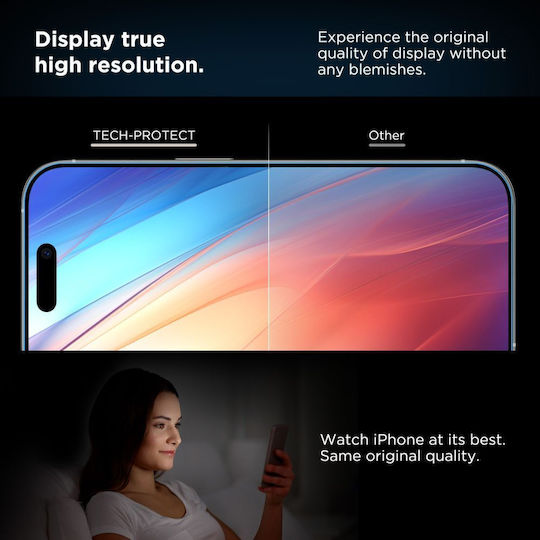 Tech-Protect Quick Set+ Gehärtetes Glas 2Stück Schwarz (iPhone 17 / 17 Pro / 16 Pro)