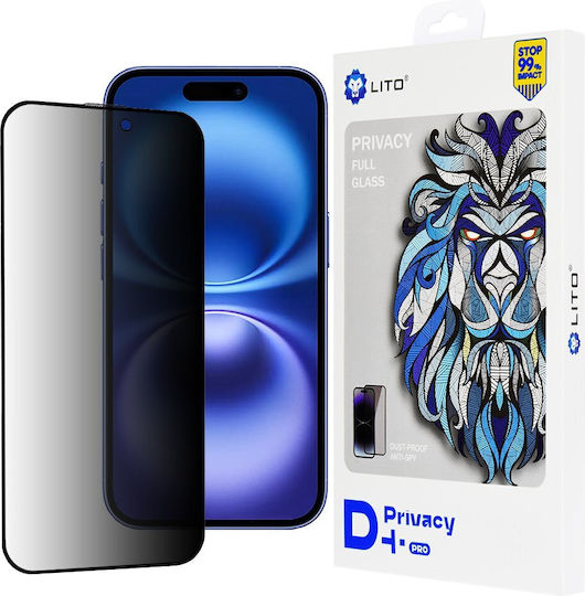 Lito Privacy Tempered Glass Μαύρο (iPhone 16)
