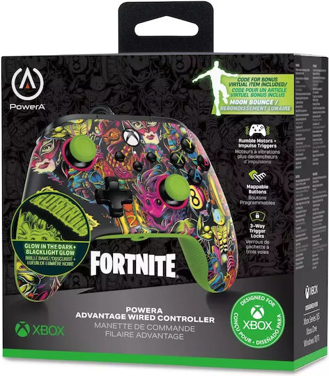 PowerA Advantage Ενσύρματο Gamepad για PC / Xbox One / Xbox Series Fortnite Glow