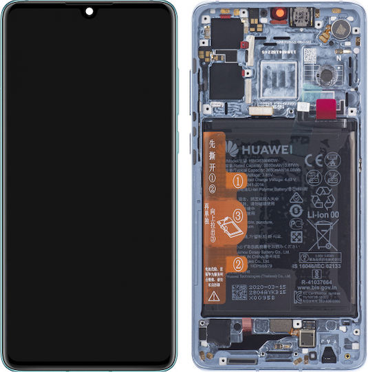 Huawei Екран със Сензорен Механизъм и Рамка за Huawei P30 (Черен)