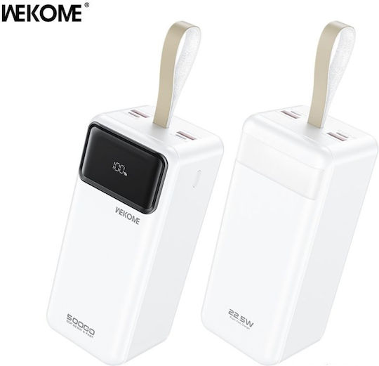 WK WP-75 Power Bank 50000mAh mit 2 USB-A Anschlüssen und 2 USB-C Anschlüssen Weiß