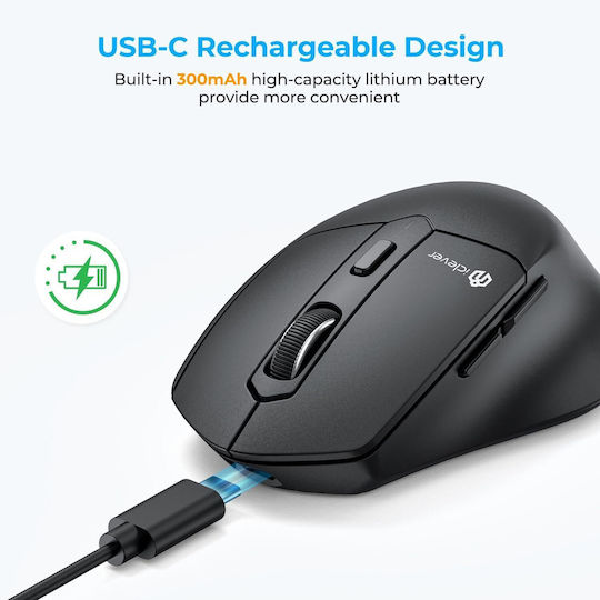 iClever MD360 Kabellos Ergonomisch Bluetooth Maus Schwarz