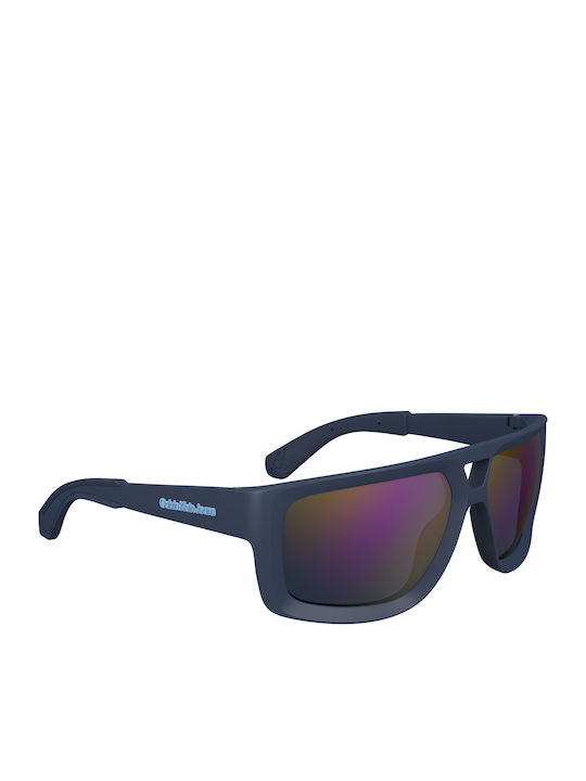 Calvin Klein Men's Sunglasses with Blue Plastic Frame and Blue Lens CKJ24605S 460