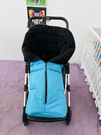Universal Kinderwagen Fußsack Wasserdicht Hellblau mit Fleece Futter