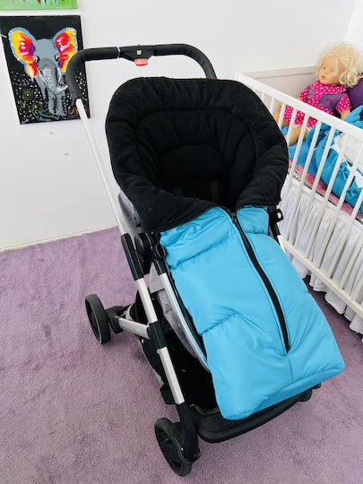 Universal Kinderwagen Fußsack Wasserdicht Hellblau mit Fleece Futter