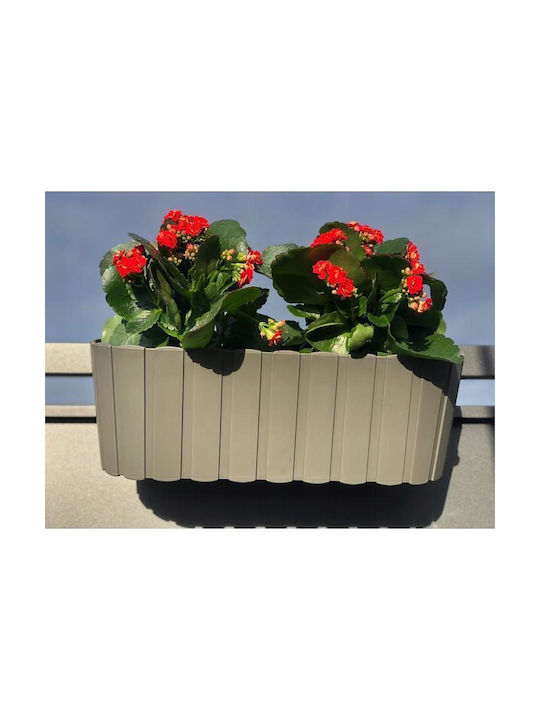 Set aus 4 dekorativen Pflanzgefäßen mit Plastikständer, Grau, 4,9 L, 38,3x21,2x13 cm, Boardee Hook