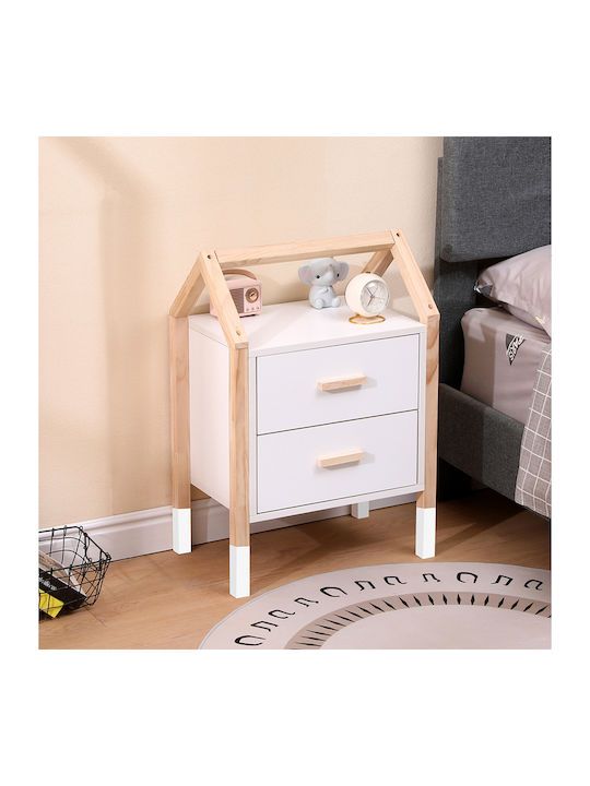 Wooden Kids Bedside Table Pepe White 46x30x67cm