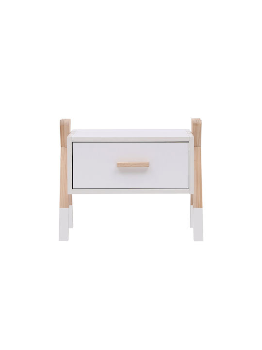 Wooden Kids Bedside Table Paschal White 46x30x38cm