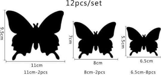 3d Butterfly Wall Sticker Red Set Of 12pcs.