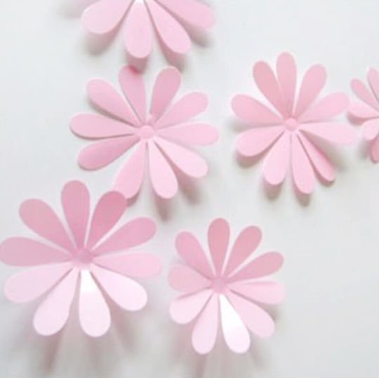 3d Flowers Wall Sticker Pink Set Of 12pcs.