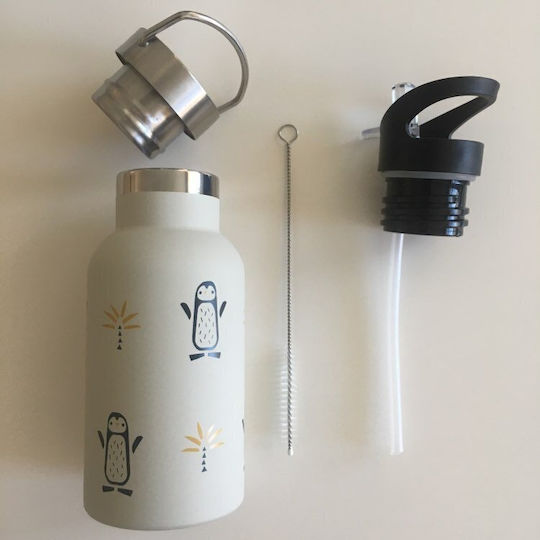 Fresk Kids Water Bottle Thermos Stainless Steel with Straw Gray 350ml