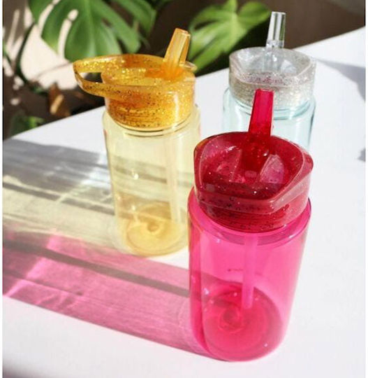 A Little Lovely Company Kids Water Bottle Plastic with Straw Purple 450ml