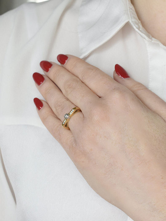 Antwnakakis Damen Ring mit Diamant aus Weißgold 18K