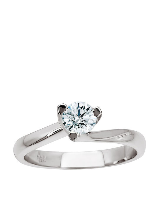 Antwnakakis Einzelstein aus Weißgold 18K mit Diamant